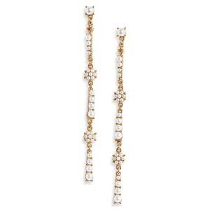 Oscar De La Renta Flower Imitation Linear Drop Earrings - Pearl